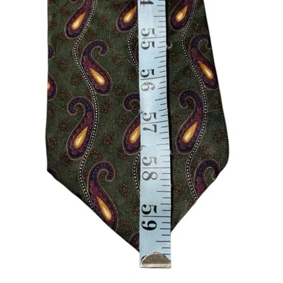 Bill Blass Black Label Green Paisley Necktie 100% Silk - Picture 8 of 10
